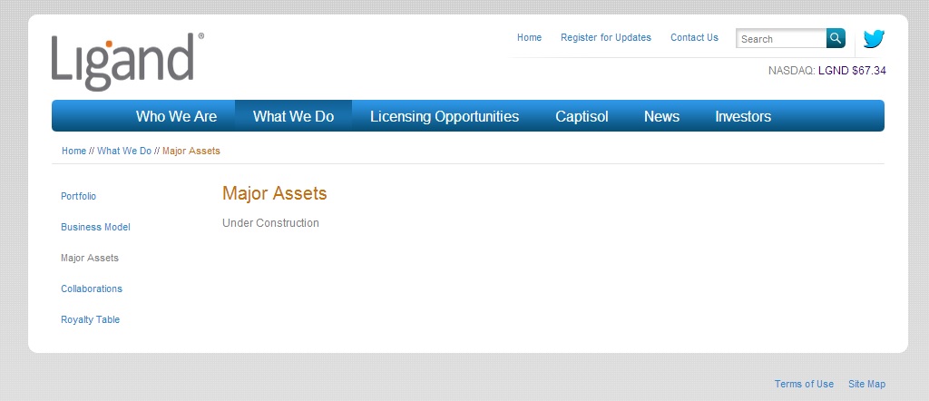 LGND - Major Assets - under construction